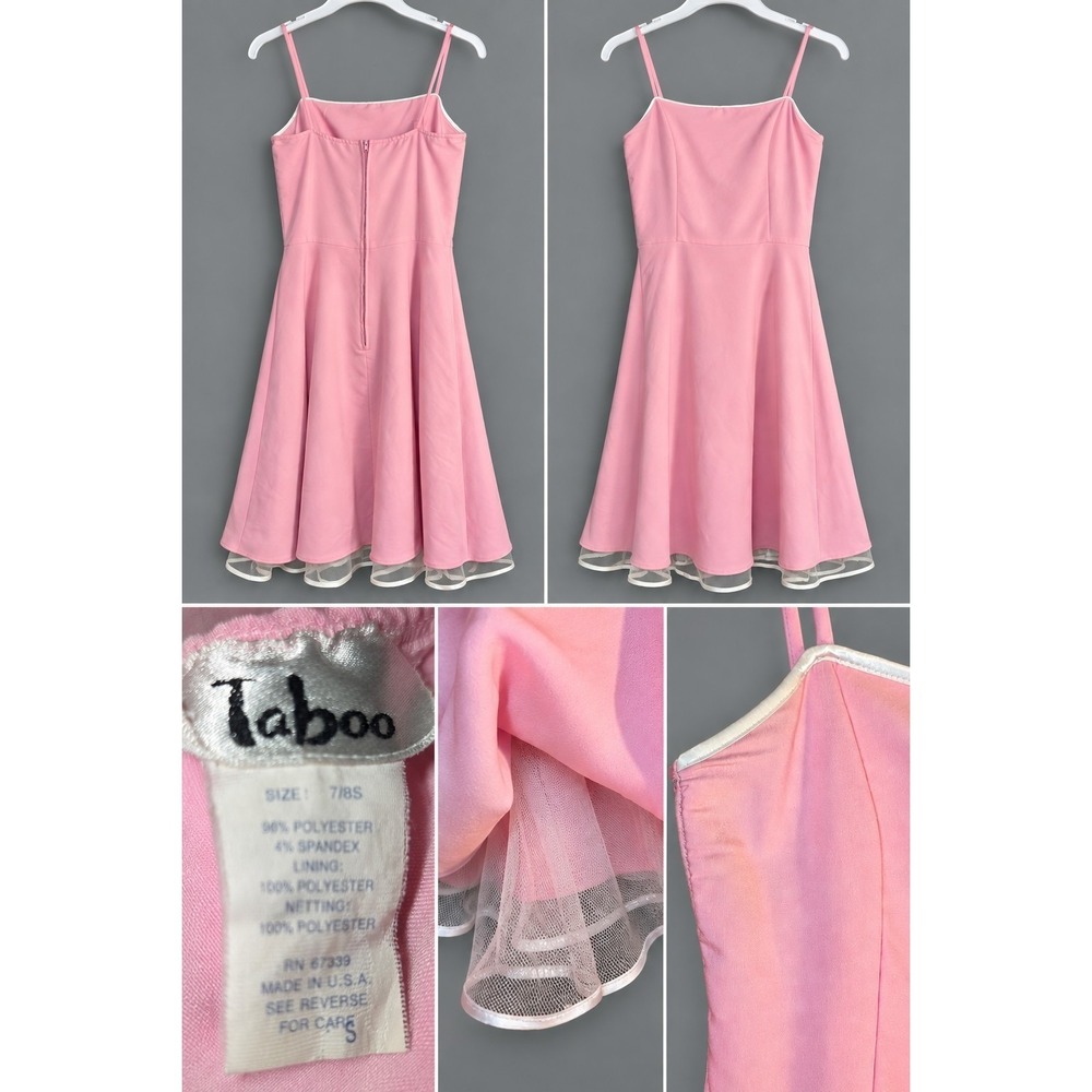 Vintage Taboo Pink Y2K Spaghetti Strap Dress Mesh Hem Fairy Coquette Vid 11